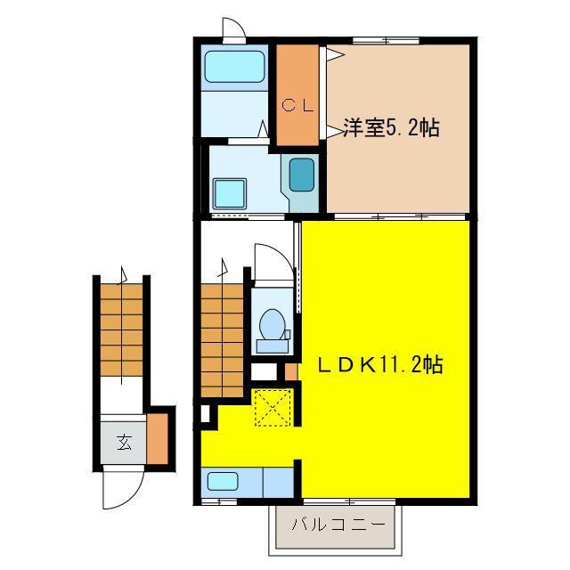 AKプレミール(1LDK/2階)の間取り写真