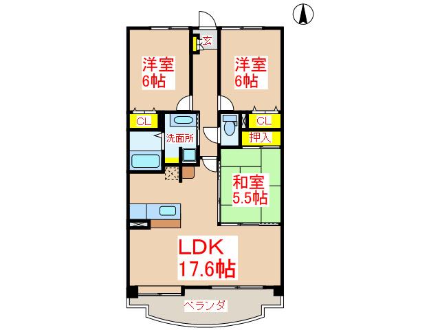 ISORA(3LDK/4階)の間取り写真
