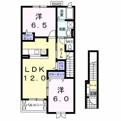 メゾン田園シャトーB館(2LDK/2階)の間取り写真