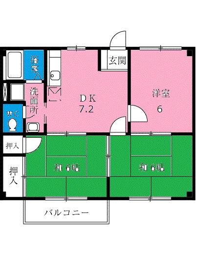 スターヒルズ長島B(3DK/1階)の間取り写真