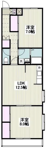 サニーハイツ欅(2LDK/3階)の間取り写真