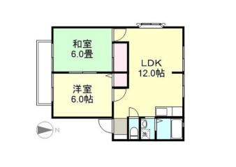 サンビレッジ吉備路B棟(2LDK/1階)の間取り写真