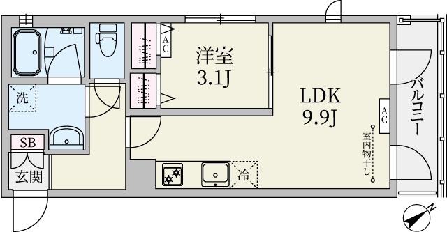 TR駒込(1LDK/4階)の間取り写真