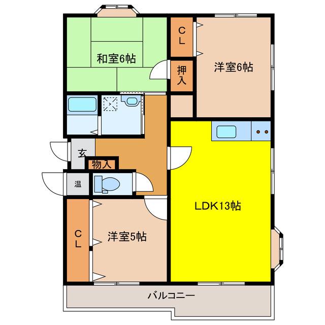 パークタウン参番館(3LDK/1階)の間取り写真