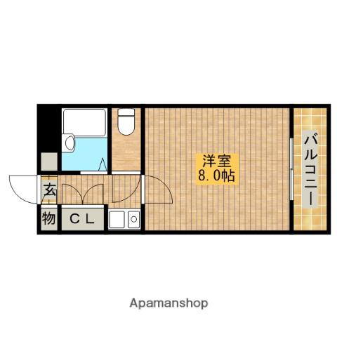 フォンティーヌ堺(1K/2階)の間取り写真