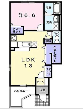 カーサ フェリーチェ M(1LDK/1階)の間取り写真