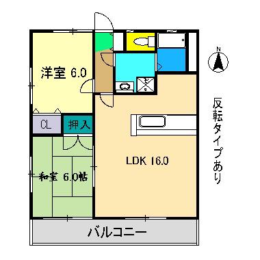 YOSHIMURA2番館(2LDK/2階)の間取り写真