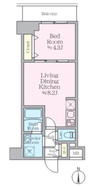 アイルグランデ東京亀有(1LDK/5階)の間取り写真
