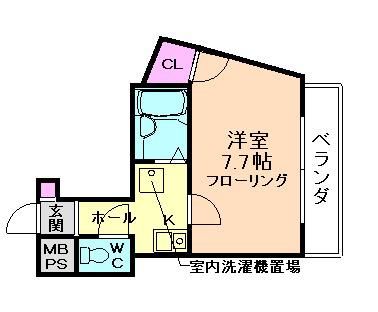 FLOSI(1K/5階)の間取り写真