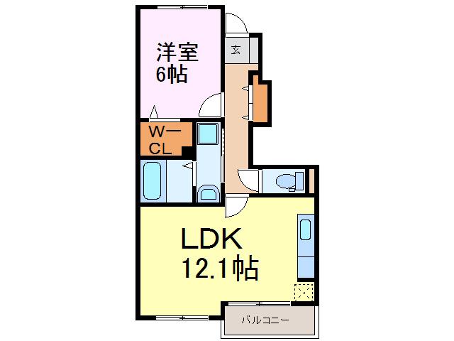 さくらハイツD棟(1LDK/1階)の間取り写真