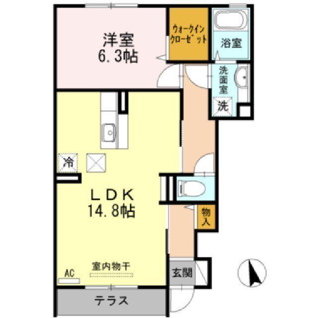 ライブコート A棟(1LDK/1階)の間取り写真