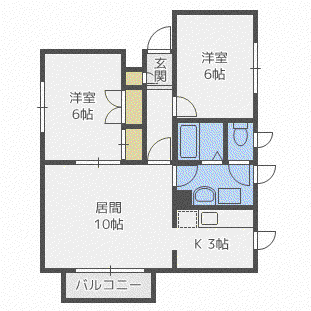 トリオ383(2LDK/3階)の間取り写真