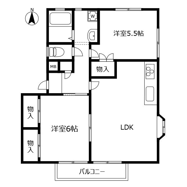 ビレッジ夢(2LDK/1階)の間取り写真