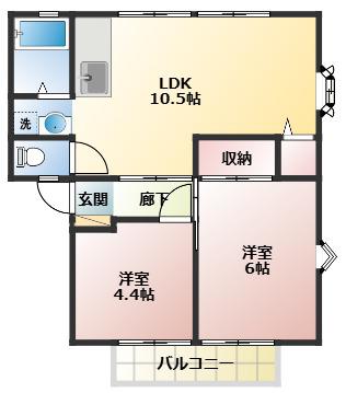 コーポ八坂(2LDK/2階)の間取り写真