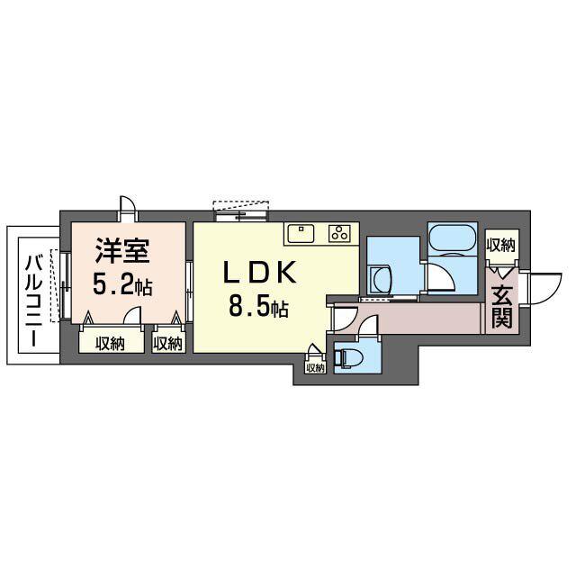サンウィステリア(1LDK/2階)の間取り写真