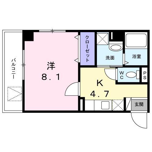ライゼ イヅミヤ I(1K/1階)の間取り写真