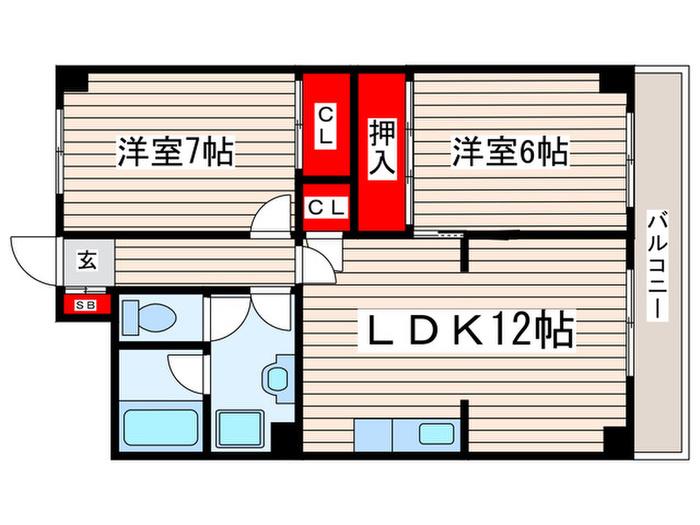 第3仲町マンション(2LDK/1階)の間取り写真