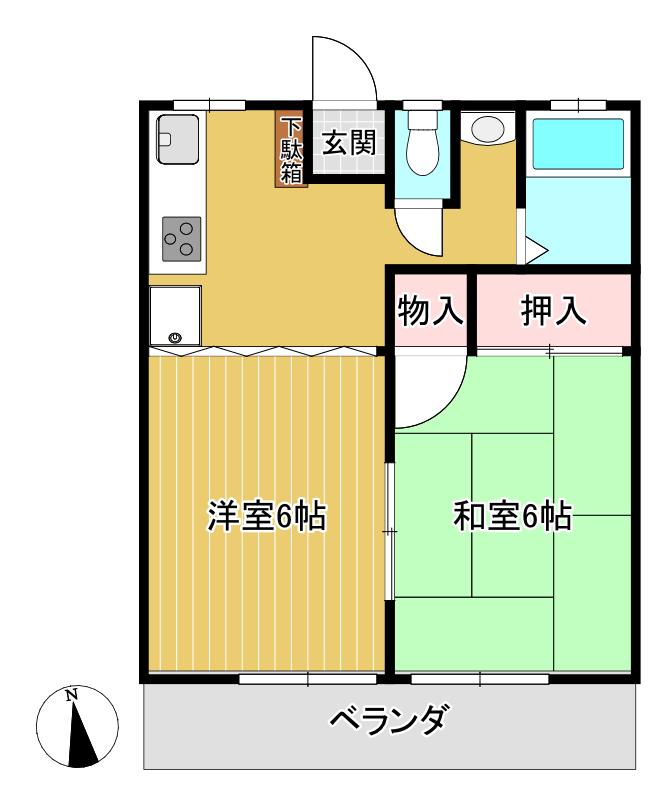 YSマンション(1LDK/2階)の間取り写真