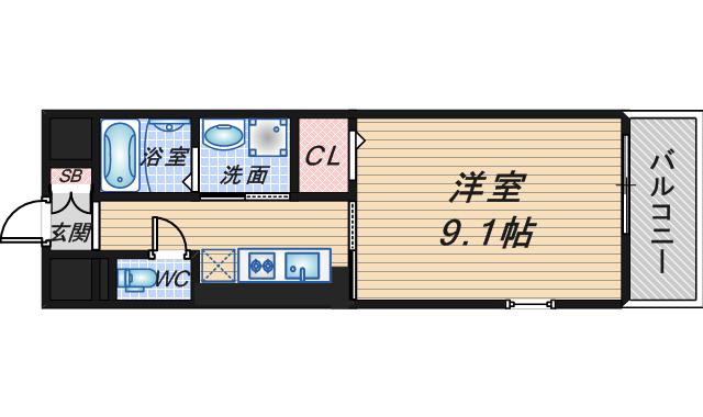 BELL HARMONIE(1K/4階)の間取り写真