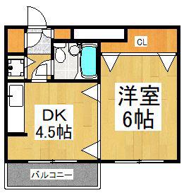 メゾンドクローネ(1DK/4階)の間取り写真