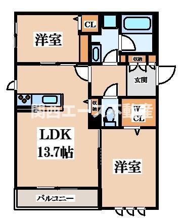 ノーヴェ エレガンテ(2LDK/3階)の間取り写真