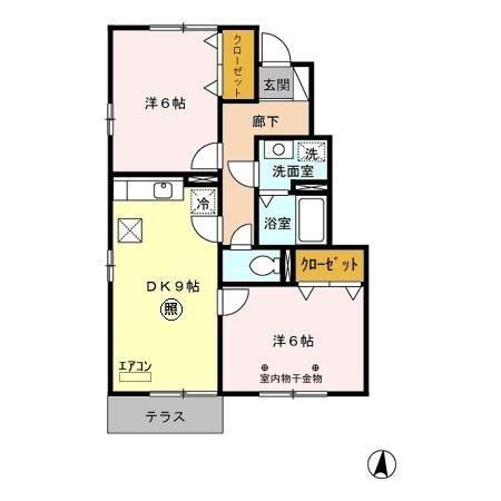 ハイツフォーシーズンA・B(2DK/1階)の間取り写真