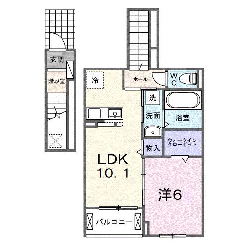 フランシーズコート行田(1LDK/2階)の間取り写真