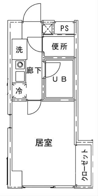ミストラル(1K/1階)の間取り写真