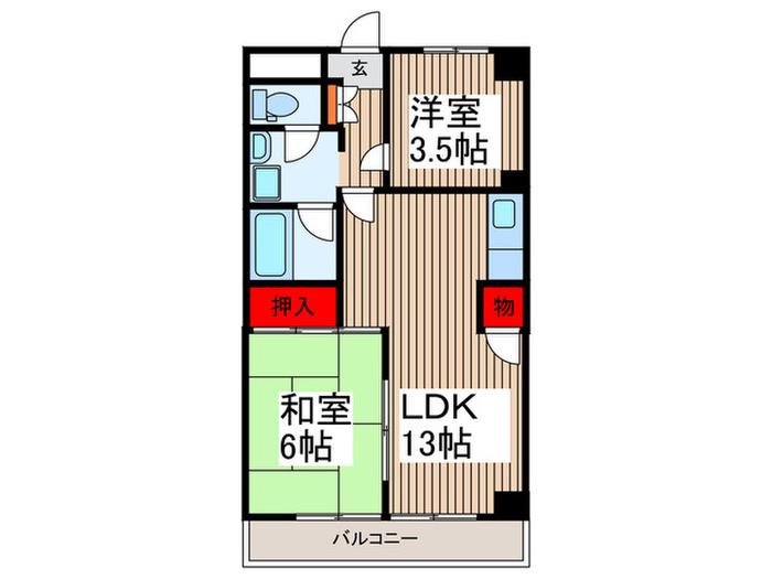 入間駅前ビル(2LDK/8階)の間取り写真