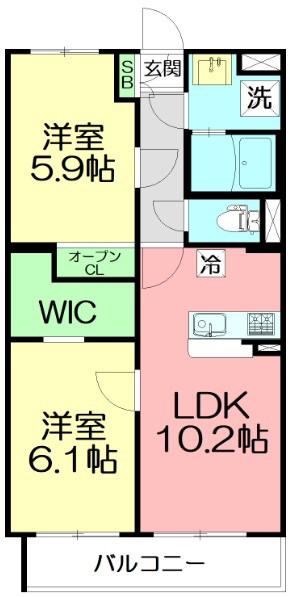 ウィンド湘南(2LDK/1階)の間取り写真