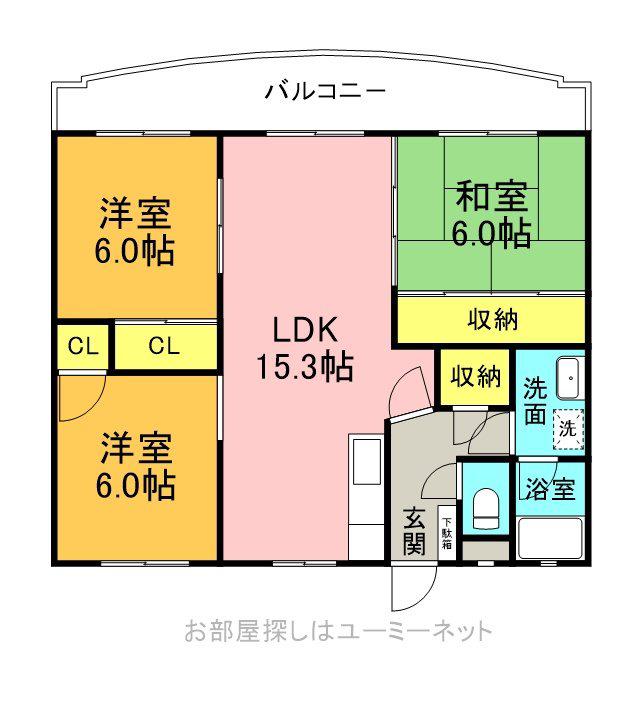 第5向井ビル(3LDK/1階)の間取り写真