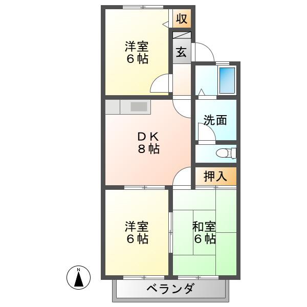 エントピア御望(3DK/1階)の間取り写真
