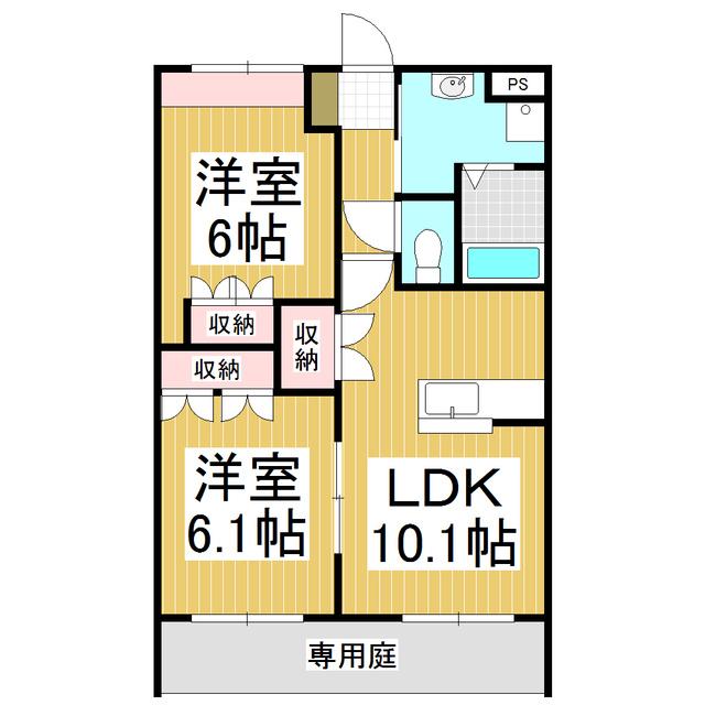グレイスヴィレッジ(2LDK/1階)の間取り写真