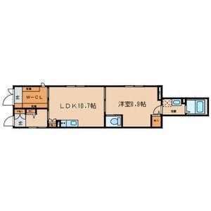 ヴァリアシオン(1LDK/1階)の間取り写真