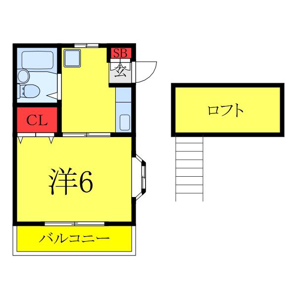 サンシャインI(1K/2階)の間取り写真