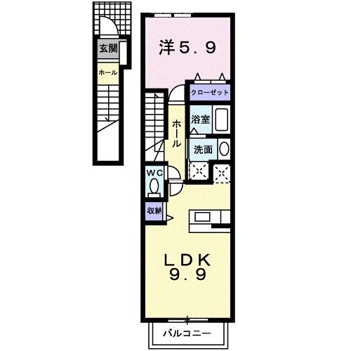 アクアディジオ(1LDK/2階)の間取り写真