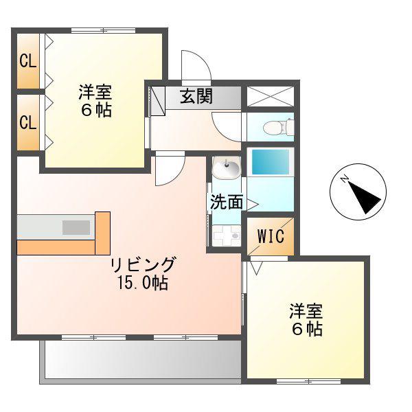 ノーブルメゾン熊の前(2LDK/2階)の間取り写真