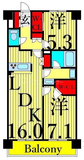 レジディア南千住(2LDK/9階)の間取り写真