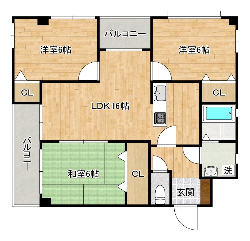 ナーセリーY2(3LDK/1階)の間取り写真