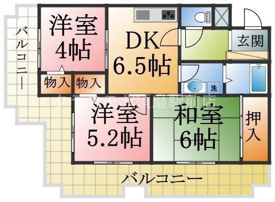 ドムールコスモス美山台(3DK/2階)の間取り写真