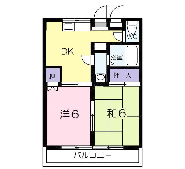 ウエストコート光(2DK/1階)の間取り写真