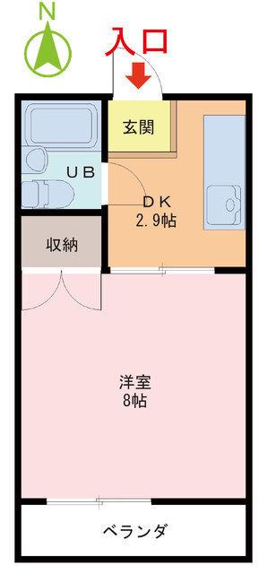 コーポ樹(1DK/3階)の間取り写真