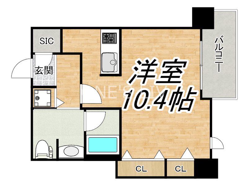 クロスレジデンス大阪新町(ワンルーム/6階)の間取り写真