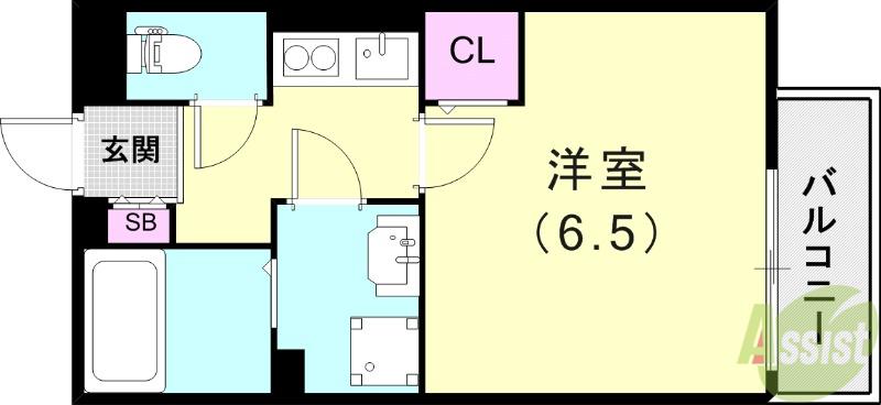 ヴェルドミール栄根(1K/2階)の間取り写真
