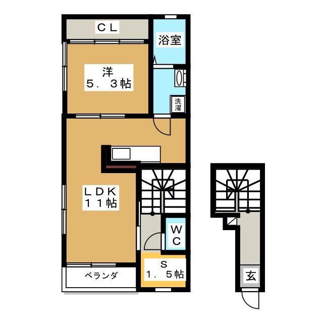 キュリオス(1SLDK/2階)の間取り写真