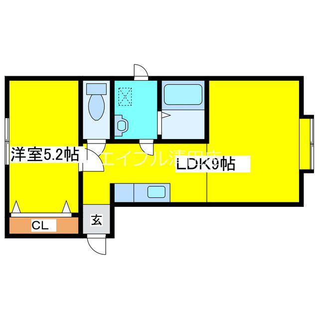 パルレなのはな(1LDK/1階)の間取り写真