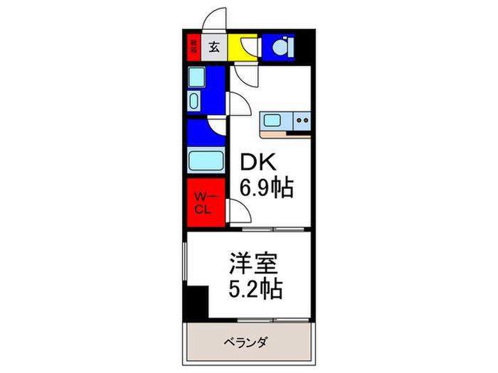 ヴィーナス今里(1DK/10階)の間取り写真