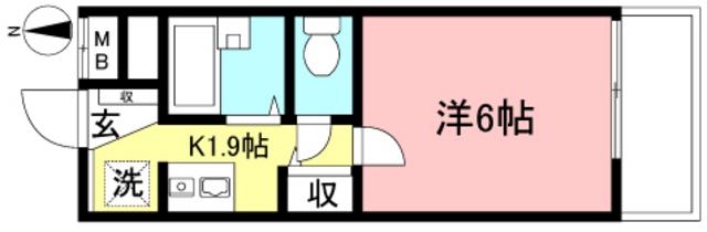 クレセント(1K/2階)の間取り写真
