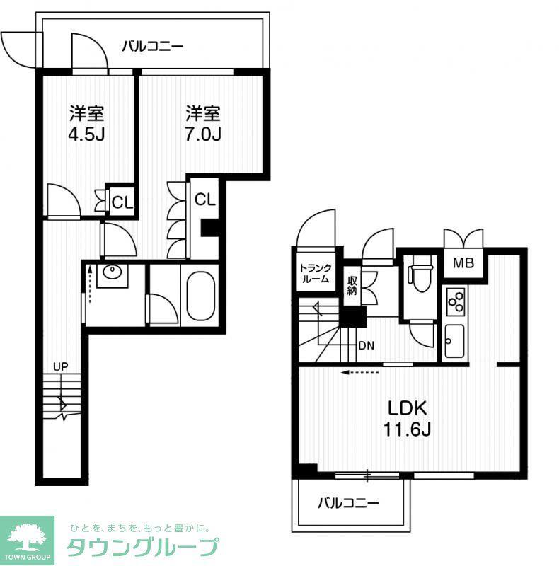 アーバンフラッツ目黒本町(2LDK/1階)の間取り写真