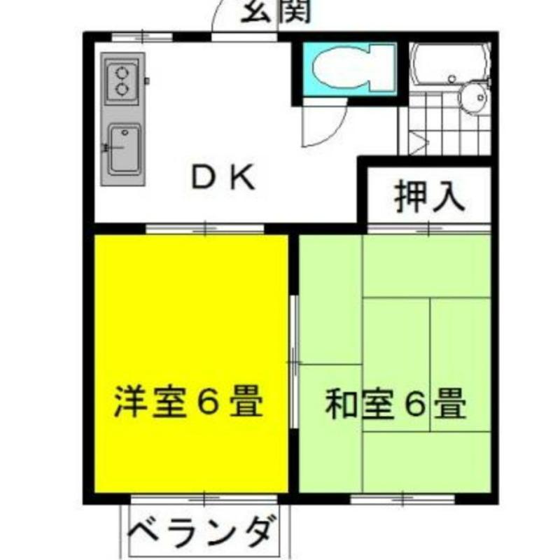 弐番館・飛龍A棟(2DK/1階)の間取り写真